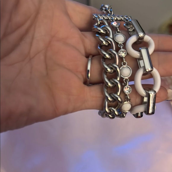 Lia Sophia Silver and White Layered Bracelet - Picture 4 of 4